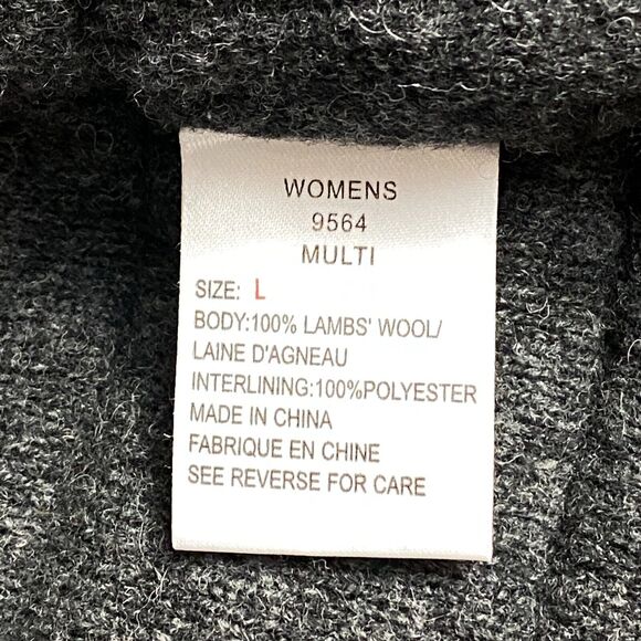 Woolrich Sweater Vest Womens Large Gray Snowflake Lambs Wool Sleeveless Full Zip - Picture 4 of 10